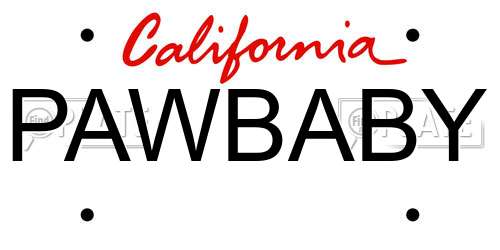 PAWBABY California License Plate