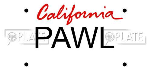 PAWL California License Plate