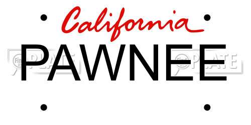 PAWNEE California License Plate