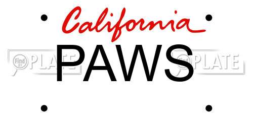 PAWS California License Plate