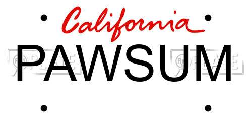 PAWSUM California License Plate