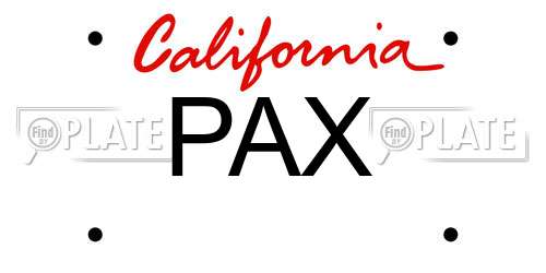 PAX California License Plate