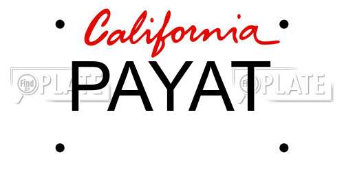PAYAT California License Plate