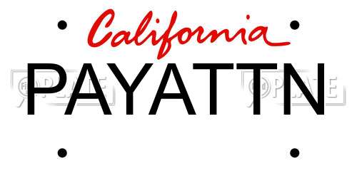PAYATTN California License Plate