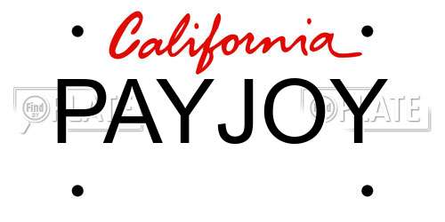PAYJOY California License Plate