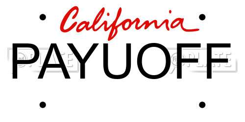 PAYUOFF California License Plate