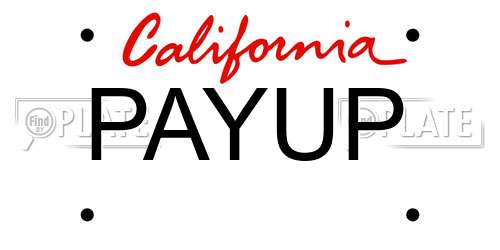 PAYUP California License Plate