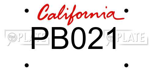 PB021 California License Plate