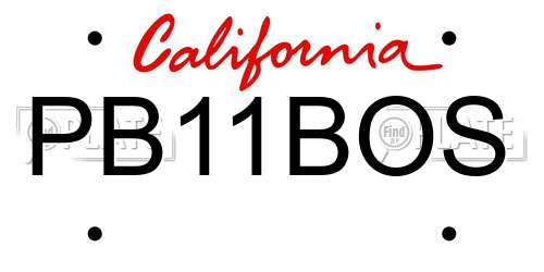 PB11BOS California License Plate