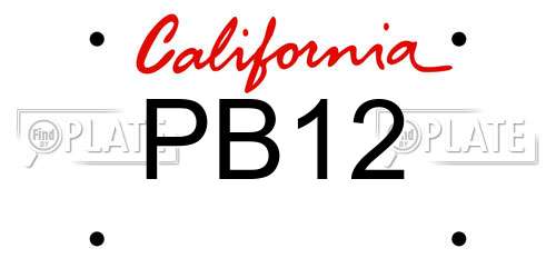 PB12 California License Plate