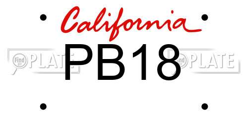 PB18 California License Plate