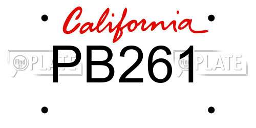 PB261 California License Plate