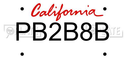 PB2B8B California License Plate