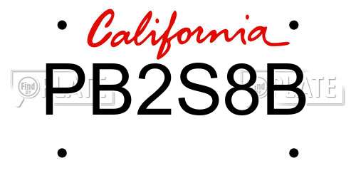 PB2S8B California License Plate