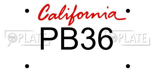 PB36 California License Plate