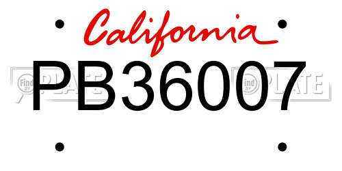 PB36007 California License Plate