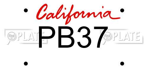 PB37 California License Plate