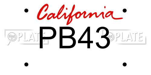 PB43 California License Plate