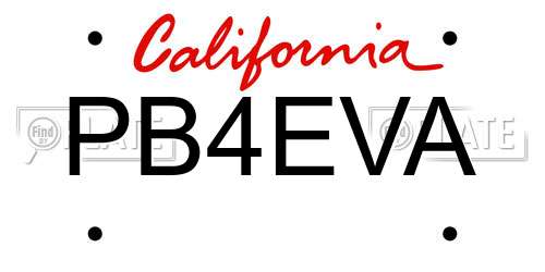 PB4EVA California License Plate