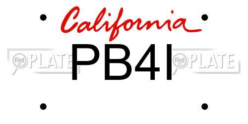 PB4I California License Plate