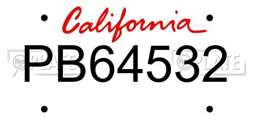 PB64532 California License Plate