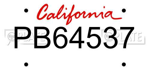 PB64537 California License Plate