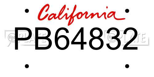 PB64832 California License Plate