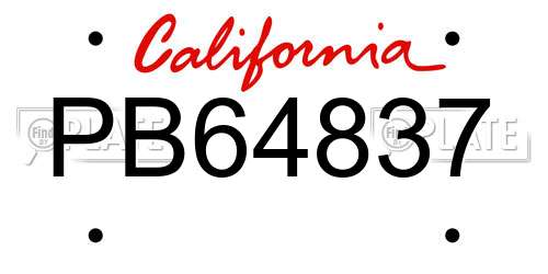 PB64837 California License Plate