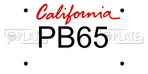 PB65 California License Plate