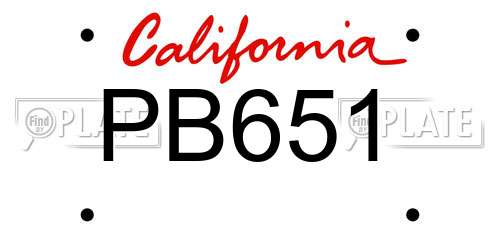 PB651 California License Plate