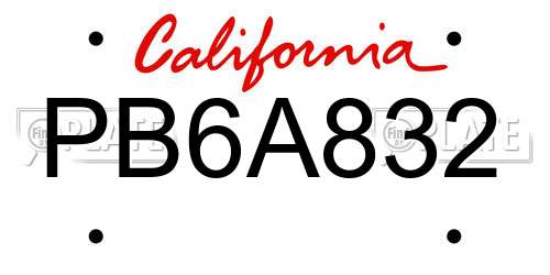 PB6A832 California License Plate