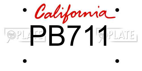 PB711 California License Plate