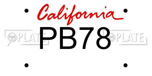PB78 California License Plate