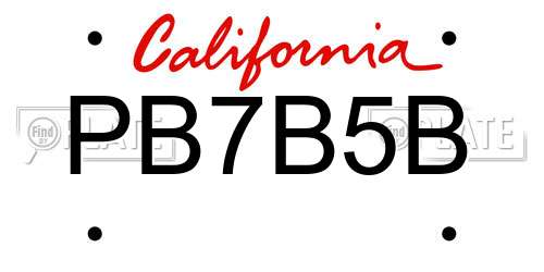 PB7B5B California License Plate