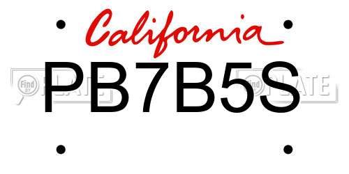 PB7B5S California License Plate