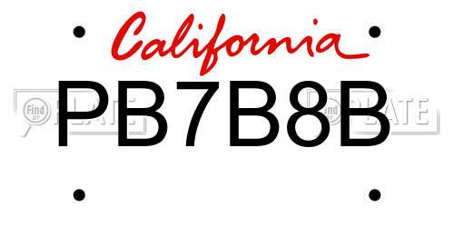 PB7B8B California License Plate