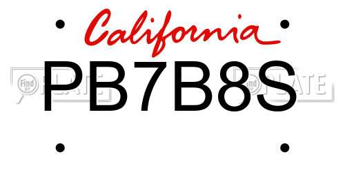 PB7B8S California License Plate