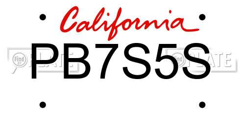 PB7S5S California License Plate