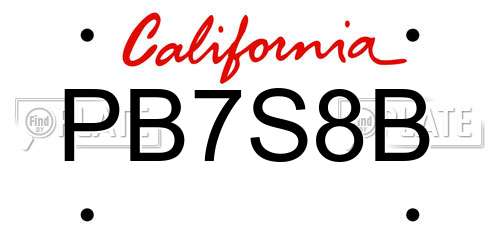 PB7S8B California License Plate