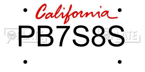 PB7S8S California License Plate