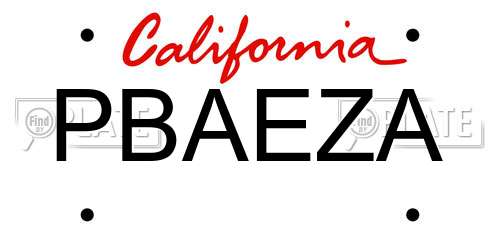 PBAEZA California License Plate