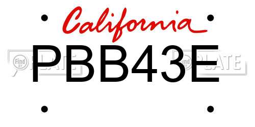 PBB43E California License Plate
