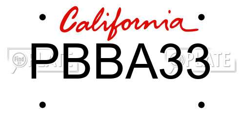PBBA33 California License Plate