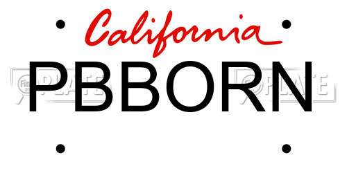 PBBORN California License Plate
