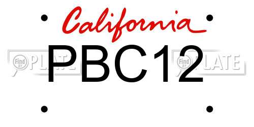 PBC12 California License Plate