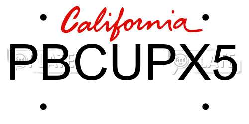 PBCUPX5 California License Plate