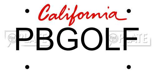 PBGOLF California License Plate