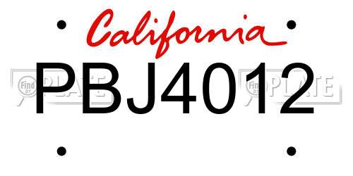 PBJ4012 California License Plate