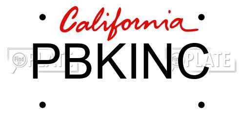 PBKINC California License Plate