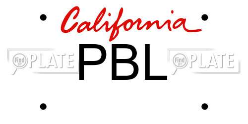 PBL California License Plate